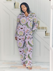 Chelsea Peers Purple Moonlit Forest Print Long Pyjamas Set - Image 6 of 7