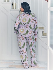 Chelsea Peers Purple Moonlit Forest Print Long Pyjamas Set - Image 7 of 7