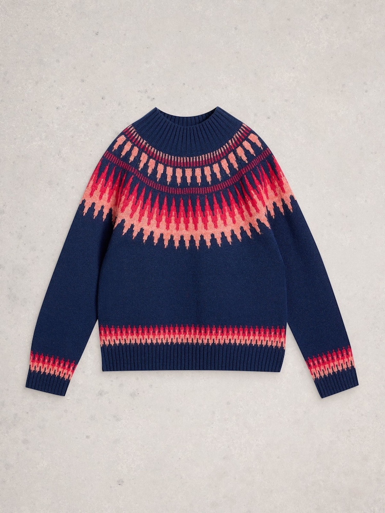 White Stuff Blue Fiona Fairisle Jumper - Image 1 of 2 White Stuff Blue Fiona Fairisle Jumper - Image 1 of 2