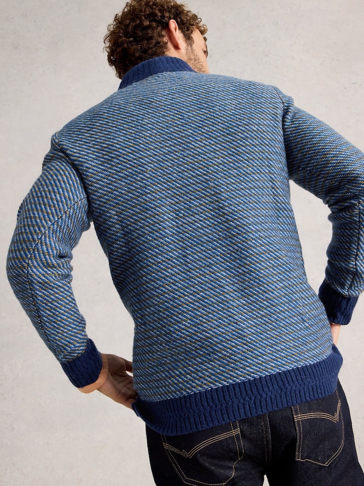 White Stuff Blue Selby Stripe Funnel Neck Jumper - Image 2 of 6