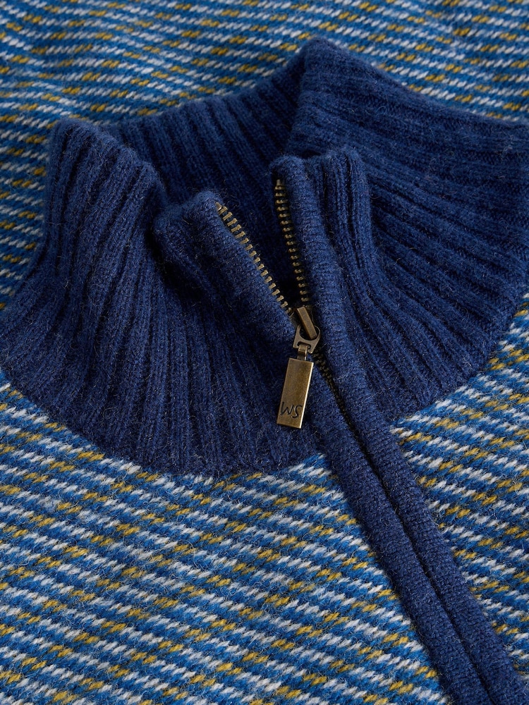 White Stuff Blue Selby Stripe Funnel Neck Jumper - Image 6 of 6