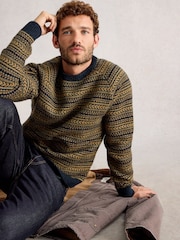 White Stuff Green Brockton Fairisle Pattern Crew Neck Jumper - Image 1 of 6
