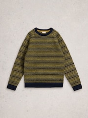 White Stuff Green Brockton Fairisle Pattern Crew Neck Jumper - Image 5 of 6