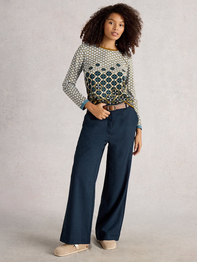 White Stuff Blue Belle Tweedy Wide Leg Trousers - Image 1 of 6 White Stuff Blue Belle Tweedy Wide Leg Trousers - Image 1 of 6