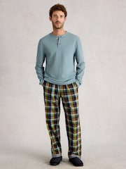 White Stuff Blue Helston Waffle Henley Pyjamas - Image 3 of 6