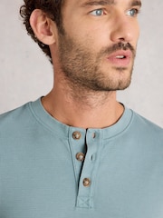 White Stuff Blue Helston Waffle Henley Pyjamas - Image 4 of 6
