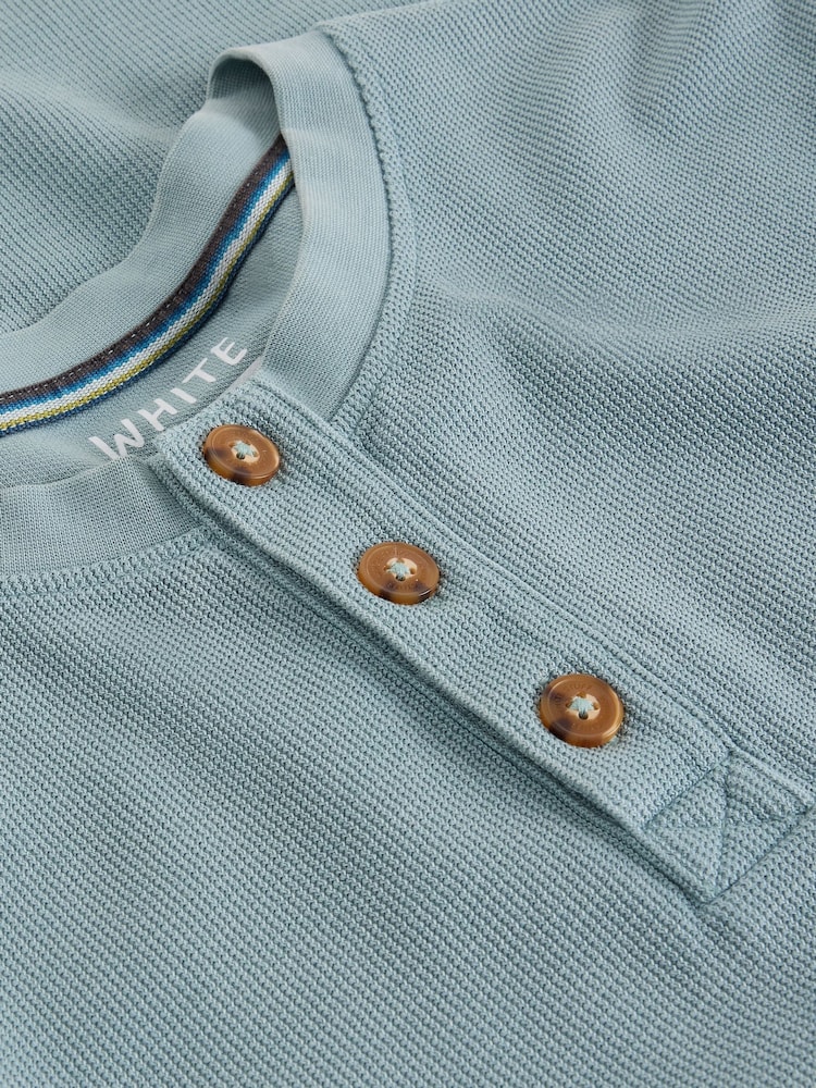 White Stuff Blue Helston Waffle Henley Pyjamas - Image 6 of 6