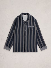 White Stuff Blue Moorland Flannel Pyjamas Top - Image 5 of 6