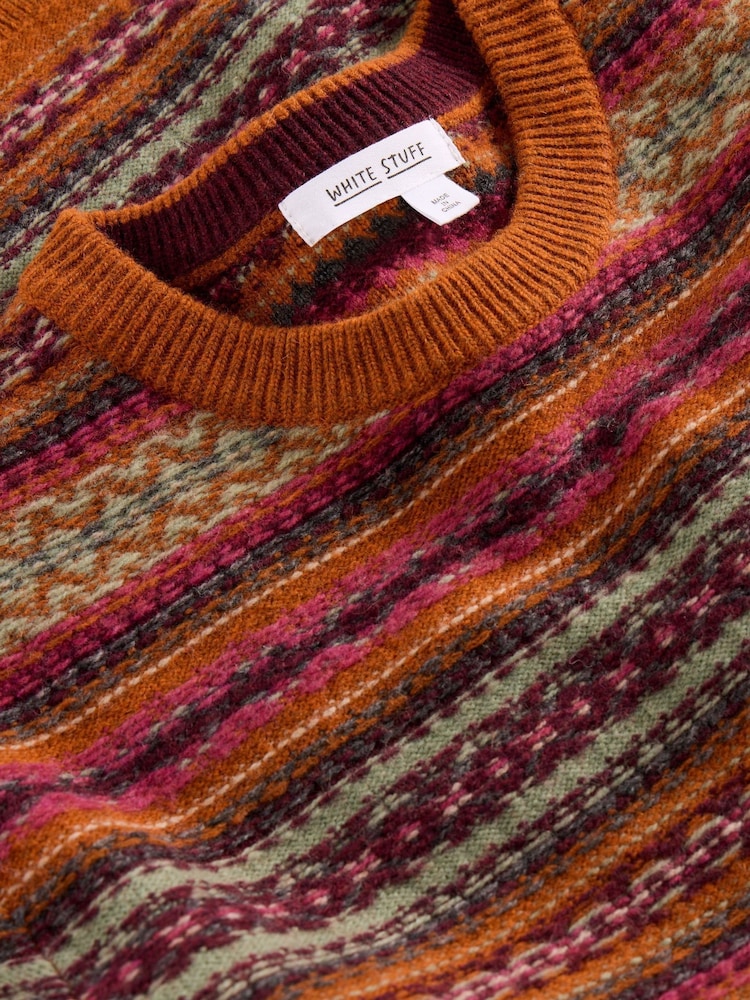 White Stuff Orange Ossett Fairisle Crew Neck Jumper - Image 7 of 7 White Stuff Orange Ossett Fairisle Crew Neck Jumper - Image 7 of 7