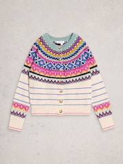White Stuff White Arctic Fairisle Cardigan - Image 5 of 6