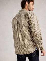 White Stuff Green Finsbury Fan Geo Print Shirt - Image 3 of 6