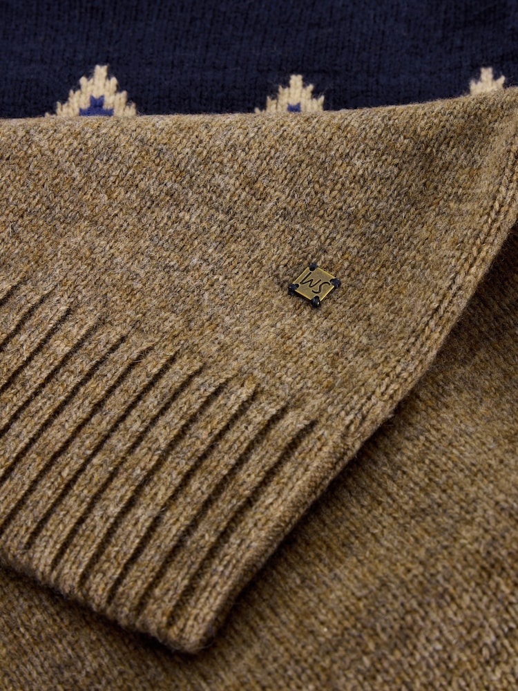 White Stuff Natural Alton Argyle Crew Neck Jumper - Image 2 of 2