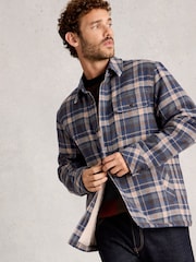 White Stuff Blue Check Borg Trucker Coat - Image 2 of 6