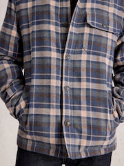 White Stuff Blue Check Borg Trucker Coat - Image 4 of 6