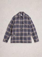 White Stuff Blue Check Borg Trucker Coat - Image 6 of 6