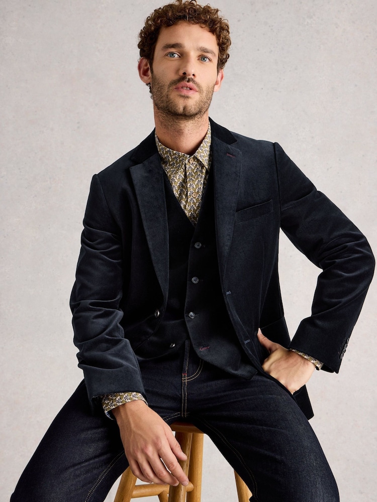 White Stuff Blue Velvet Blazer - Image 1 of 6