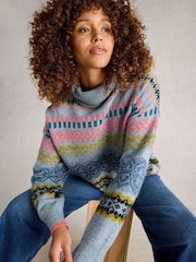 White Stuff Blue Felicity Fairisle Jumper - Image 3 of 6
