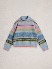 White Stuff Blue Felicity Fairisle Jumper - Image 5 of 6