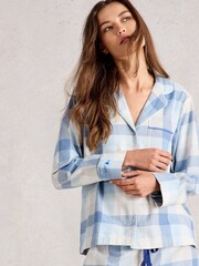 White Stuff Blue Nina Check Pyjamas Shirt - Image 3 of 6