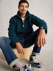 White Stuff Green Borg Half Zip Sweat Top - Image 1 of 6