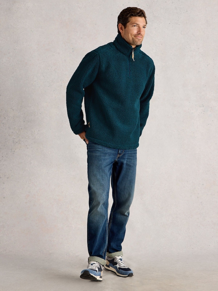 White Stuff Green Borg Half Zip Sweat Top - Image 2 of 6