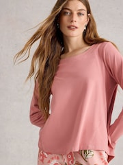 White Stuff Pink Eva Jersey Pyjama Top - Image 4 of 6