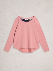 White Stuff Pink Eva Jersey Pyjama Top - Image 5 of 6