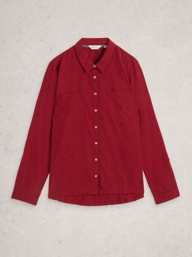 White Stuff Red Sophie Cotton Shirt - Image 6 of 6
