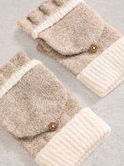 White Stuff Natural Emma Knitted Flip Mitten Gloves - Image 3 of 3