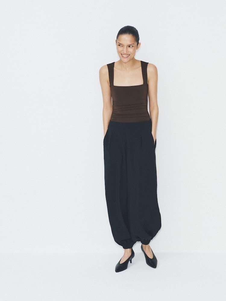 Schwarz - The Set Premium Leather Suede Court Shoes - Bild 2 von 8