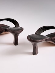 The Set Premium Toe Post Suede Sandals Chocolate Brown - Image 6 of 7