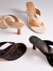 The Set Premium Toe Post Suede Sandals Chocolate Brown - Image 7 of 7