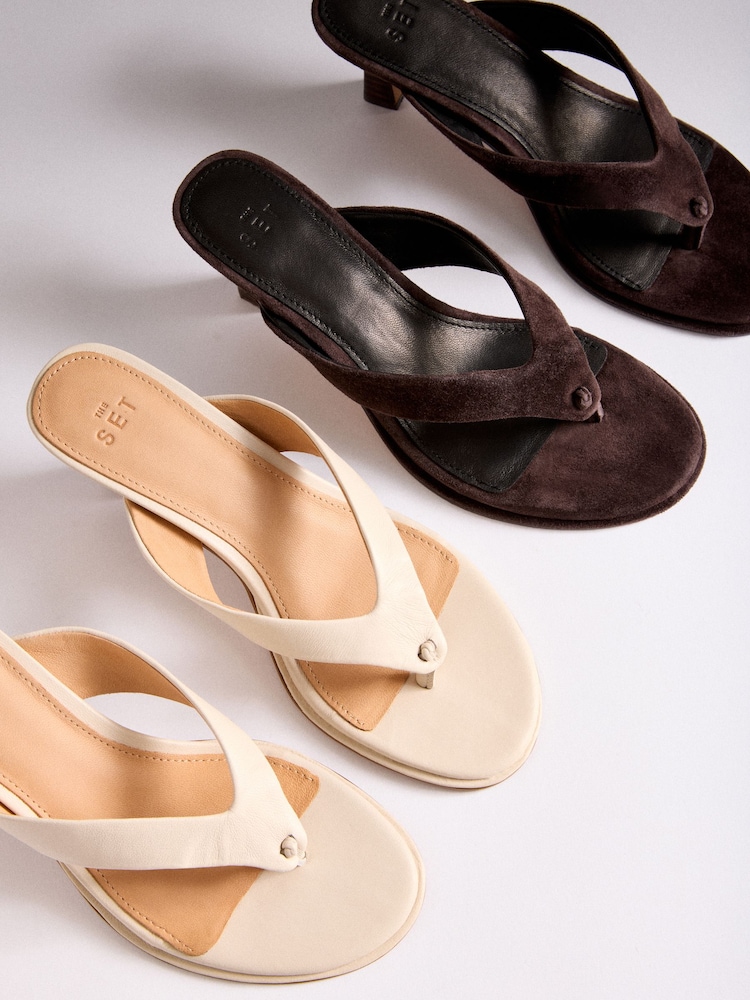 The Set Premium Toe Post Suede Sandals Bone - Image 7 of 7