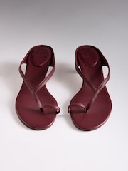 The Set Premium Leather Toe Thong Strappy Sandals Burgundy Red - Image 4 of 6