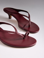 The Set Premium Leather Toe Thong Strappy Sandals Burgundy Red - Image 5 of 6