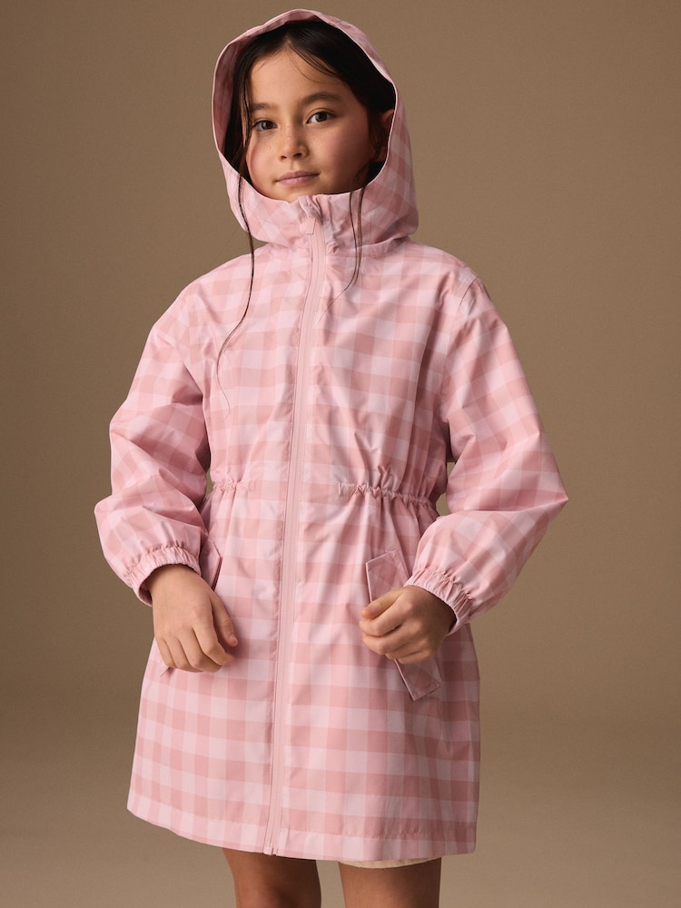 Pink Check Waterproof Printed Jacket (3-16yrs) - Image 2 of 4