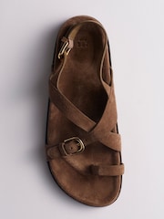 The Set Premium Suede Strappy Footbed Sandals Tan Brown - Image 6 of 6
