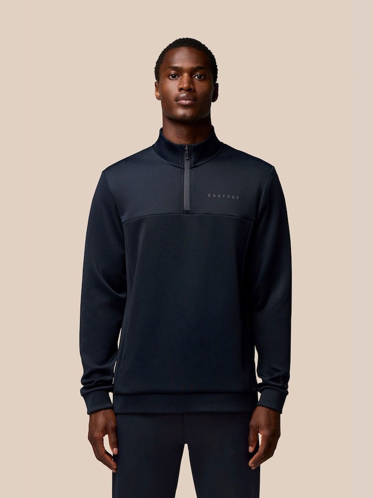 Castore Blue Flex Quarter Zip Sweatshirt - Image 1 of 3 Castore Blue Flex Quarter Zip Sweatshirt - Image 1 of 3