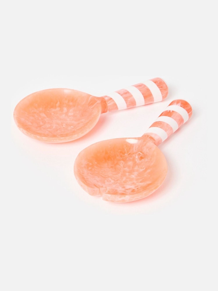 Oliver Bonas Pink Resin Swirl Salad Servers - Image 1 of 4 Oliver Bonas Pink Resin Swirl Salad Servers - Image 1 of 4