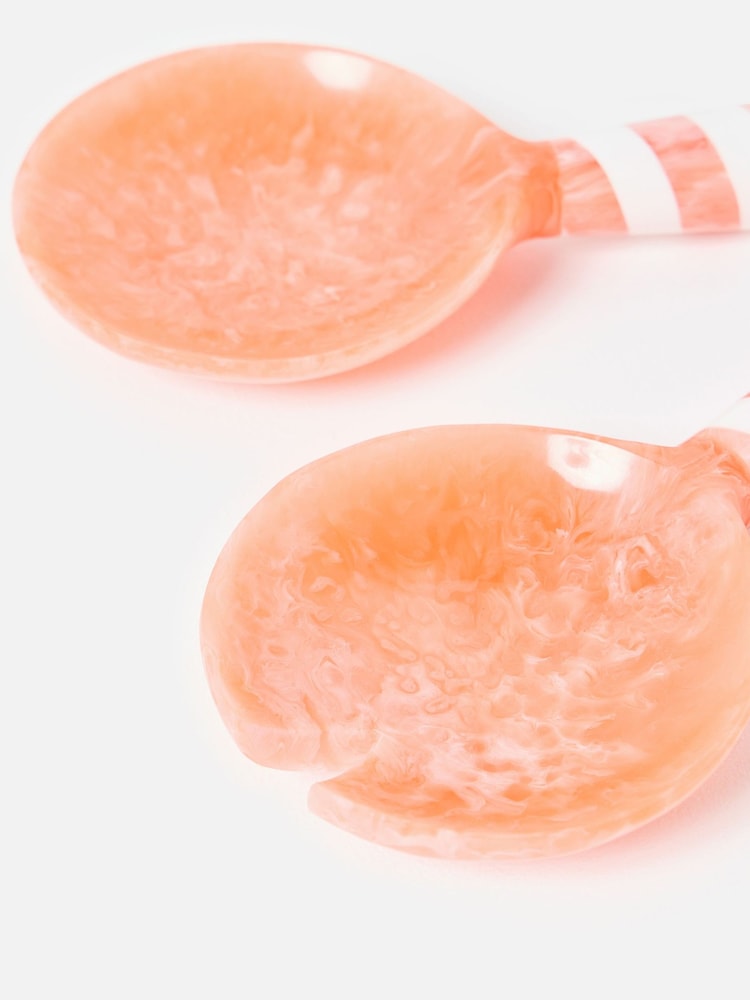 Oliver Bonas Pink Resin Swirl Salad Servers - Image 3 of 3