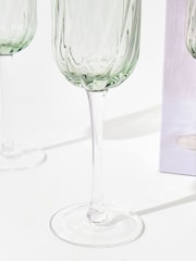 Oliver Bonas Set of 4 Green Elena Swirl Champagne Flutes - Image 3 of 6