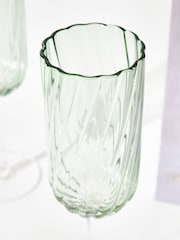 Oliver Bonas Set of 4 Green Elena Swirl Champagne Flutes - Image 5 of 6