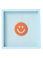 Oliver Bonas Blue Orange Beaded Happy Face Wall Art - Image 4 of 4