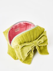 Oliver Bonas Green Velvet Bow Makeup Bag - Image 3 of 6