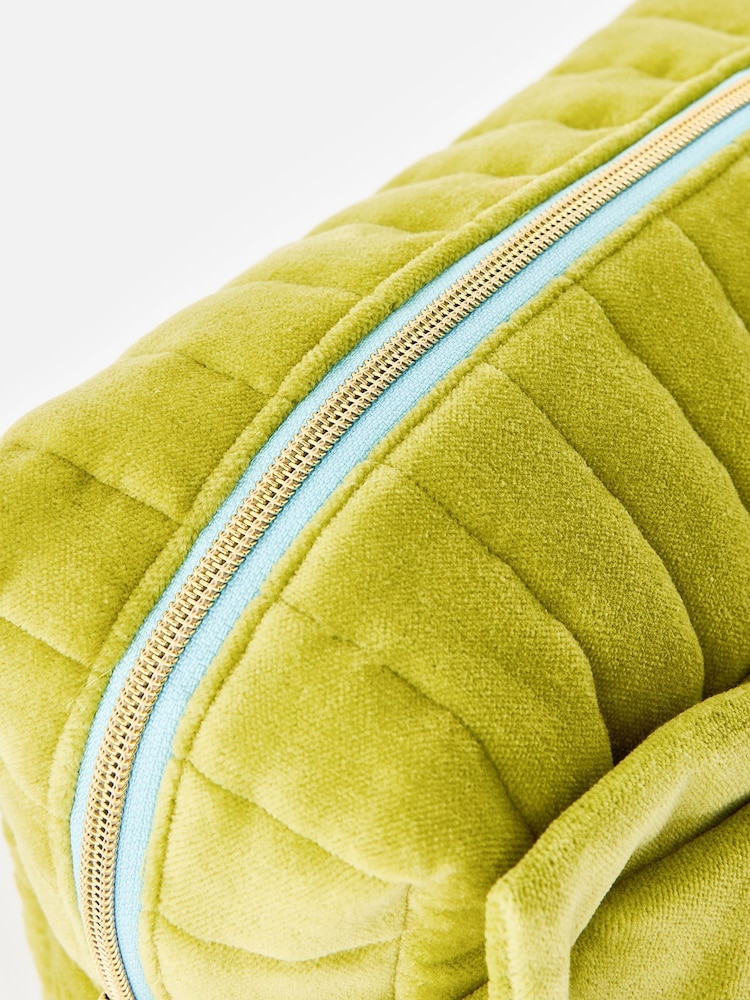 Oliver Bonas Green Velvet Bow Makeup Bag - Image 6 of 6 Oliver Bonas Green Velvet Bow Makeup Bag - Image 6 of 6