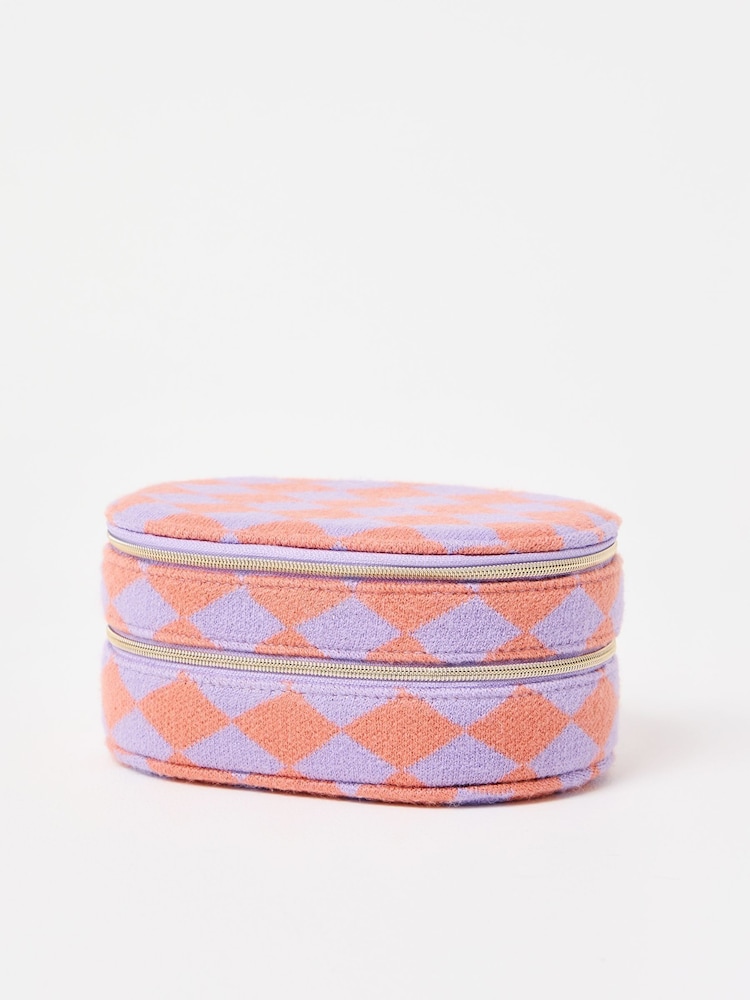 Oliver Bonas Purple Harlequin Tiered Fabric Jewellery Box - Image 1 of 4