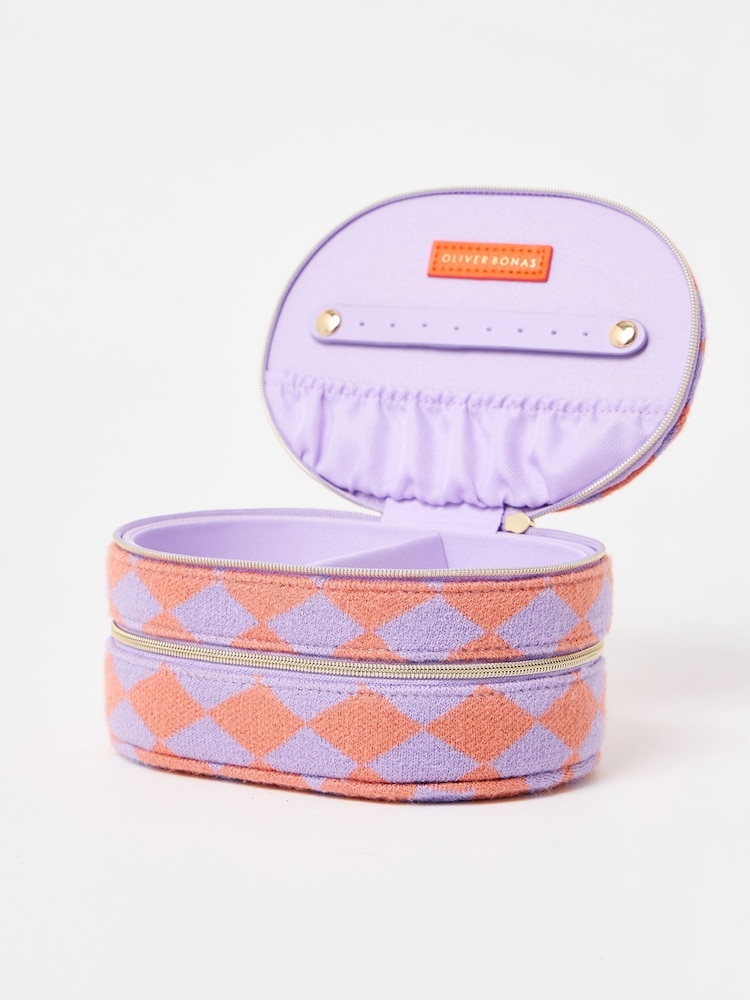 Oliver Bonas Purple Harlequin Tiered Fabric Jewellery Box - Image 2 of 4