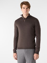 Oliver Sweeney Merino Wool Quarter Zip Brown - Image 1 of 5
