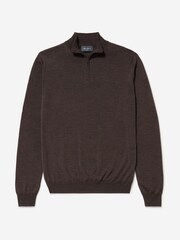 Oliver Sweeney Merino Wool Quarter Zip Brown - Image 3 of 5