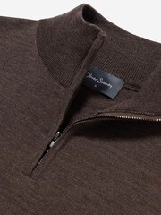 Oliver Sweeney Merino Wool Quarter Zip Brown - Image 4 of 5